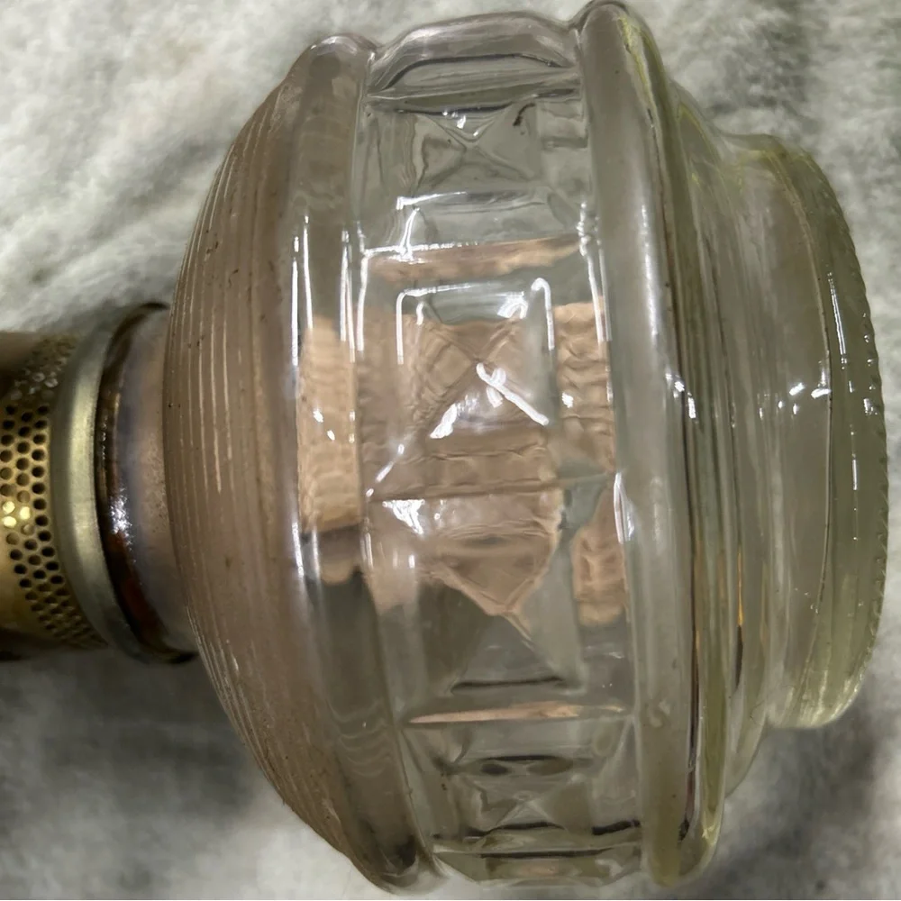 Vintage Brass and Glass Oil Lamp